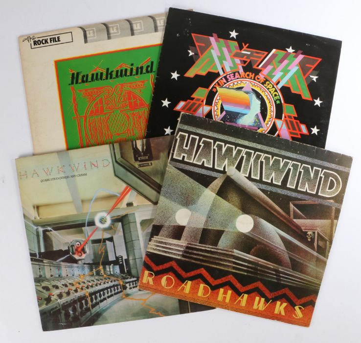 4 x Hawkwind LPs. Hawkwind (LBR 1012), reissue. X In Search Of Space (LBG 29202), reissue. Quark