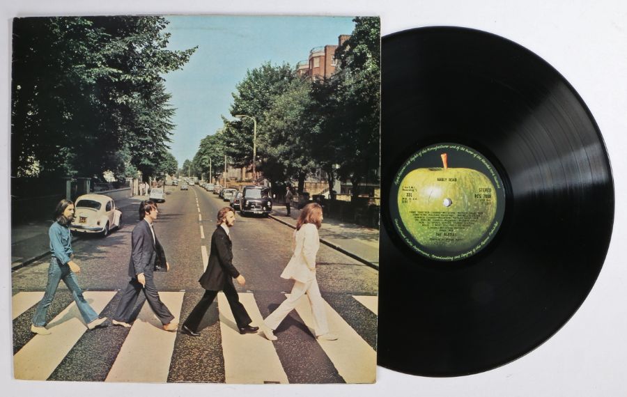 The Beatles - Abbey Road LP (PCS 7088), misaligned Apple logo. 'Her majesty' does not appear on