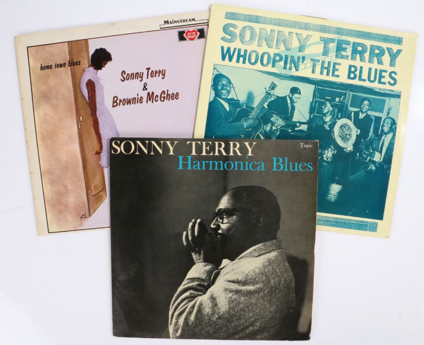 3 x Sonny Terry LPs. Harmonica Blues (12T30). Whoopin' The Blues (CRB 1120). Sonny Terry & Brownie