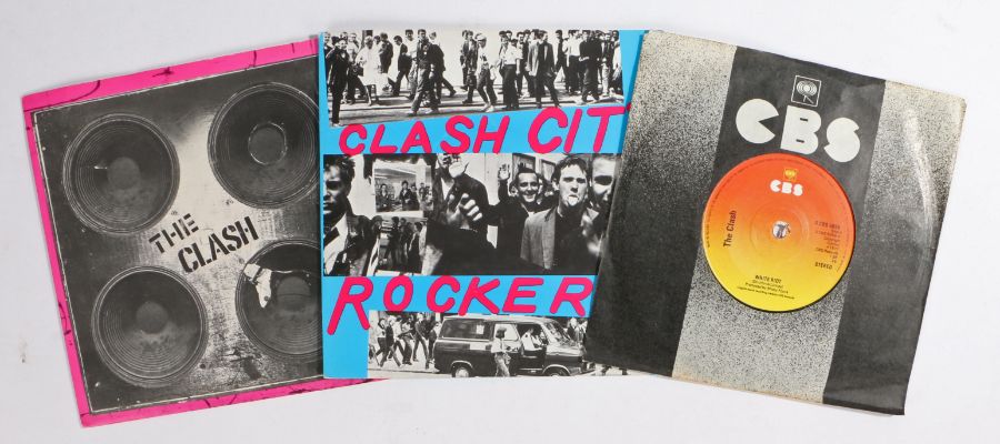 3 x Clash 7" singles. Complete Control (S CBS 5664). White Riot (S CBS 5058).Clas City Rockers (