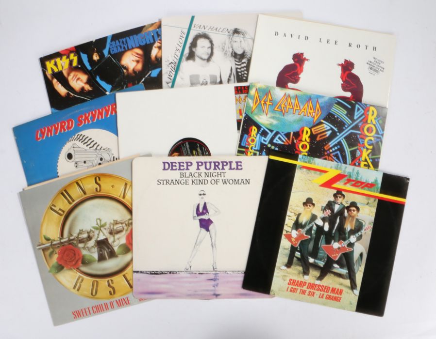 9 x Rock 12" singles. Def Leppard (2) - Love Bites (LPX DJ5). Rocket (LEPX 6). Deep Purple - Black