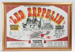Led Zeppelin 1975 Tour poster, framed, 68 x 45 cm.
