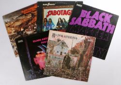 5 x Black Sabbath LPs. Black Sabbath (NEL 6002). Paranoid (NEL 6003). Master Of Reality (NEL