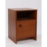 Avalon teak bedside cupboard, with open recess above a single cupboard door, 40.5cm wide, 37.5cm