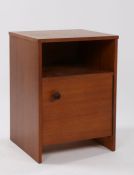 Avalon teak bedside cupboard, with open recess above a single cupboard door, 40.5cm wide, 37.5cm