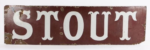 Enamel sign, the brown ground with white lettering "STOUT", 167cm x 46cm