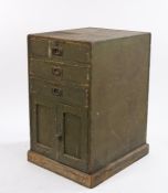Railway interest- London & North Western Railway small green painted pine cabinet with three drawers
