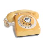 1970's/80's bright yellow plastic rotary telephone