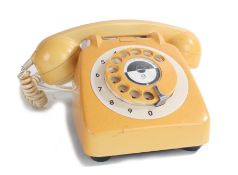 1970's/80's bright yellow plastic rotary telephone