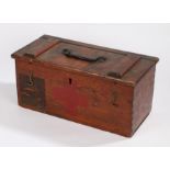 London Midlands Scottish Railway medical box, the wooden box with a swing handle above a painted