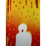 Japanese exhibition poster, an orange gradient ground with the silhouette of a figure, B1 size,