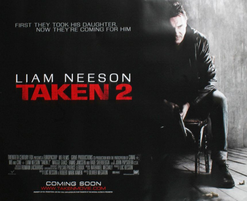 Taken 2, British Quad poster, starring Liam Neeson