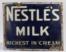 Enamel advertising sign, "NESTLE MILK, RICHEST IN CREAM", 76cm x 61cm