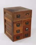 Gordon Russell Limited card file cabinet of eight drawers, formed from a two drawer and six drawer