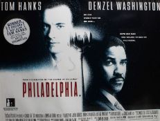 Philadelphia, British Quad poster, starring Tom Hanks and Denzel Washington