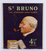 Advertising card, "ST. BRUNO THE STANDAR DARK FLAKE 4 1/2D PER OZ.", with depiction of a gentleman