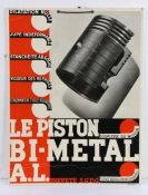 Advertising card, "LE PISTON BI-METAL A.L.", with depiction of a piston, 31cm x 41cm
