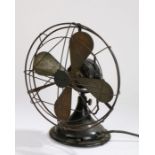 GEC table top fan, in black with logo to the front and base, 41cm high