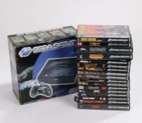 SEGA Saturn games console housed in original box, with games, Darklight Conflict, Command & Conquer,