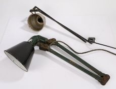 Mek-Elek angular light, with an enamel shade and green arms with a gilt and black printed company