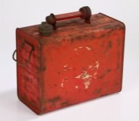 Esso petrol can, with brass cap and carrying handle, painted in red