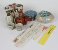 Japanese ephemera to include food packaging, match books and boxes, chopsticks, four sake cups and
