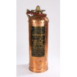 Waterloo copper fire extinguisher, copper body, made in 1954, 59cm high