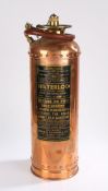 Waterloo copper fire extinguisher, copper body, made in 1954, 59cm high