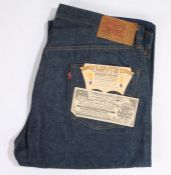 Pair of 1960's as new Levi Strauss & Co 501 Jeans, 1966, with red label, waist 42, 34 long