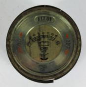 Smiths silver faced ammeter, with bezel light switch, 8.5cm diameter