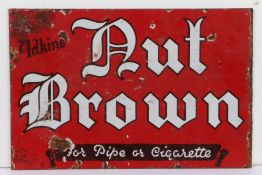 Double sided advertising sign, Adkins Empire Nut Brown Tobacco, the opposing side with a different