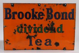 Brooke Bond Dividend Tea enamel sign, 76.5cm wide, 51cm high