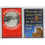 Two second World War posters, "PREPARE FOR THE WINTER, GET YOUR COAL ORDERED NOW", 24cm x 37cm, in