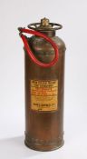 Read & Campbell Ltd. water type (gas pressure) fire extinguisher, with copper and brass body, 60cm