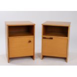 Near pair of Avalon teak bedside cupboards, with open recesses above cupboard doors, 40.5cm wide