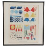 Mid 20th Century educational lithograph, titled "COLOUR PLATES FOR THE DRAWING LESSONS", housed in