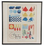 Mid 20th Century educational lithograph, titled "COLOUR PLATES FOR THE DRAWING LESSONS", housed in