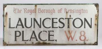 The Royal Borough of Kensington street sign, the metal signed with the wording in red The Royal