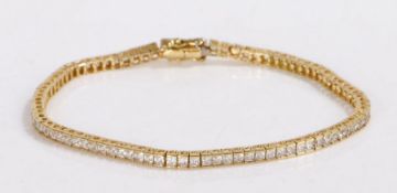 18 carat gold diamond set tennis bracelet,  L'Azurde, the bracelet set with 3.52 carat in diamonds