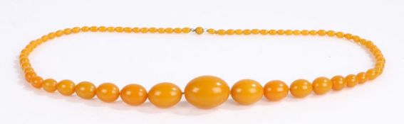Amber effect necklace, graduated bead necklace, the largest bead 30mm long, overall weight of the