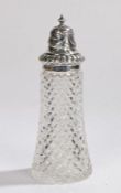 Edward VII silver and clear glass sugar castor, Chester 1905, maker Robert Pringle & Sons, the