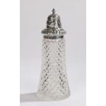 Edward VII silver and clear glass sugar castor, Chester 1905, maker Robert Pringle & Sons, the