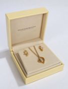 18 carat gold and diamond set jewellery set, David M Robinson, with a diamond set heart pendant on a
