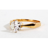 14 carat gold diamond solitaire ring, the single round cut diamond at approximately 1 carat