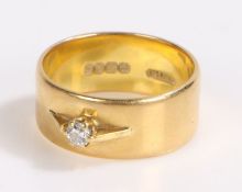 18 carat gold and diamond set ring, a single round cut diamond, 9.2 grams, ring size S