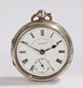 Edward VII silver open face pocket watch, the case Chester 1901, maker John George Graves, the white