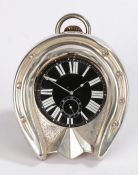 Victorian silver novelty pocket watch holder modelled as a horseshoe, Birmingham 1894, maker
