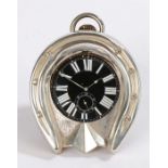 Victorian silver novelty pocket watch holder modelled as a horseshoe, Birmingham 1894, maker