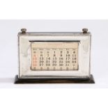 George V silver mounted desk calendar, Birmingham 1930, maker W J Myatt & Co. the ebonised body with