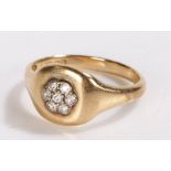 9 carat gold ring, set to the head with seven paste stones, 5.4 grams, ring size W